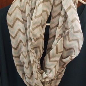 Grey & Mint Chevron Infiniti Scarf